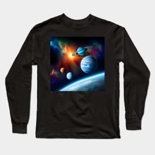 Galactic Dreams: Celestial Planets in Space Long Sleeve T-Shirt